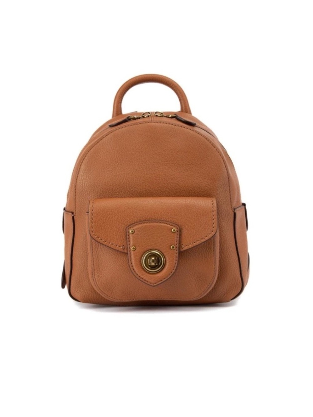 Ralph Lauren Pebbled Leather Mini Backpack in Tan